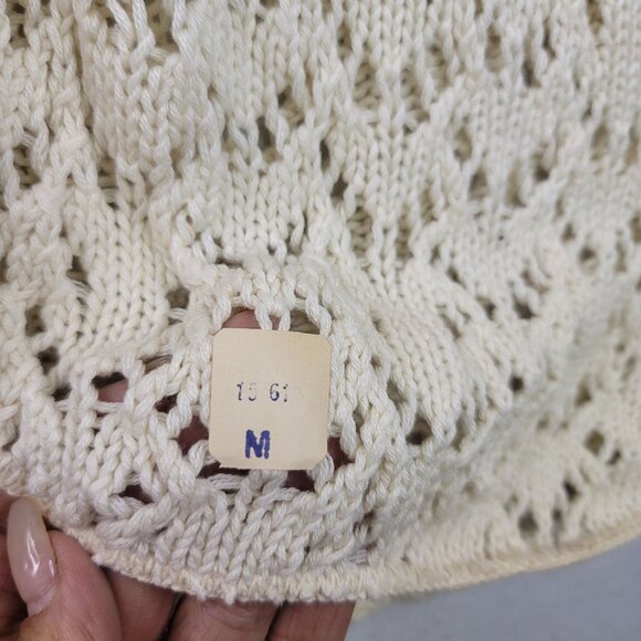 Carly Blake Cream Open-Knit Cotton Vest Medium USA Layering Deadstock - Picture 5 of 8